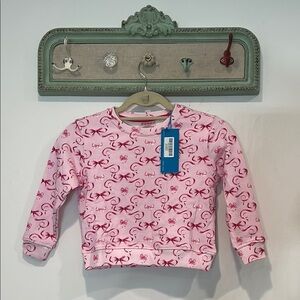 Terez ribbon and bow pink Cartoon Print  crewneck Sweater pullover 5 new girls